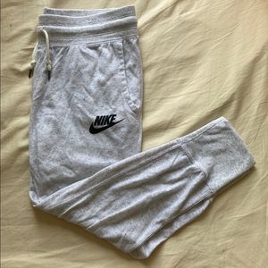 White / light gray Nike Joggers